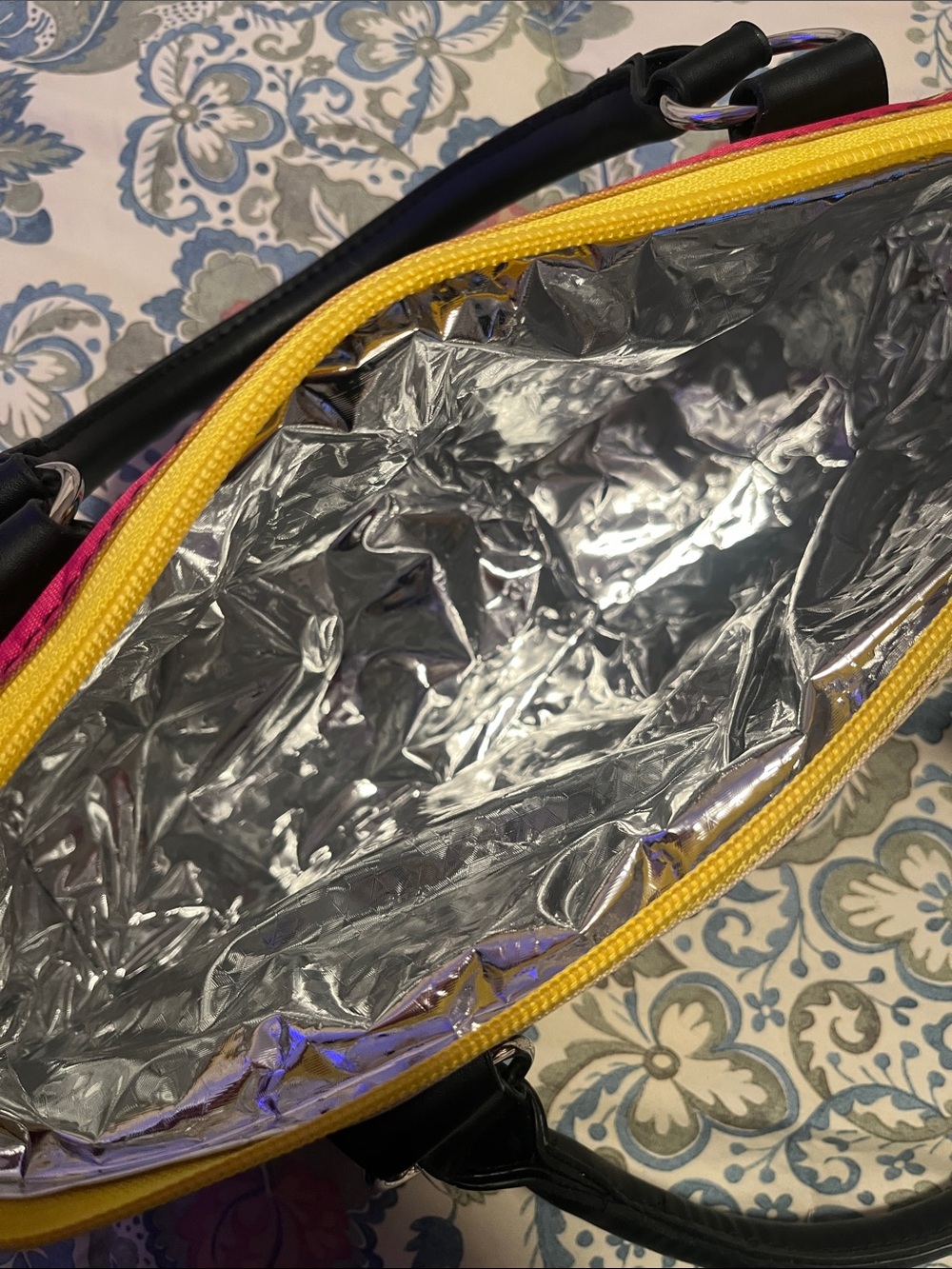 NWT Striped Multicolor Insulated Tote Bag with Black Handles- Keep It Cold! - Picture 3 of 3